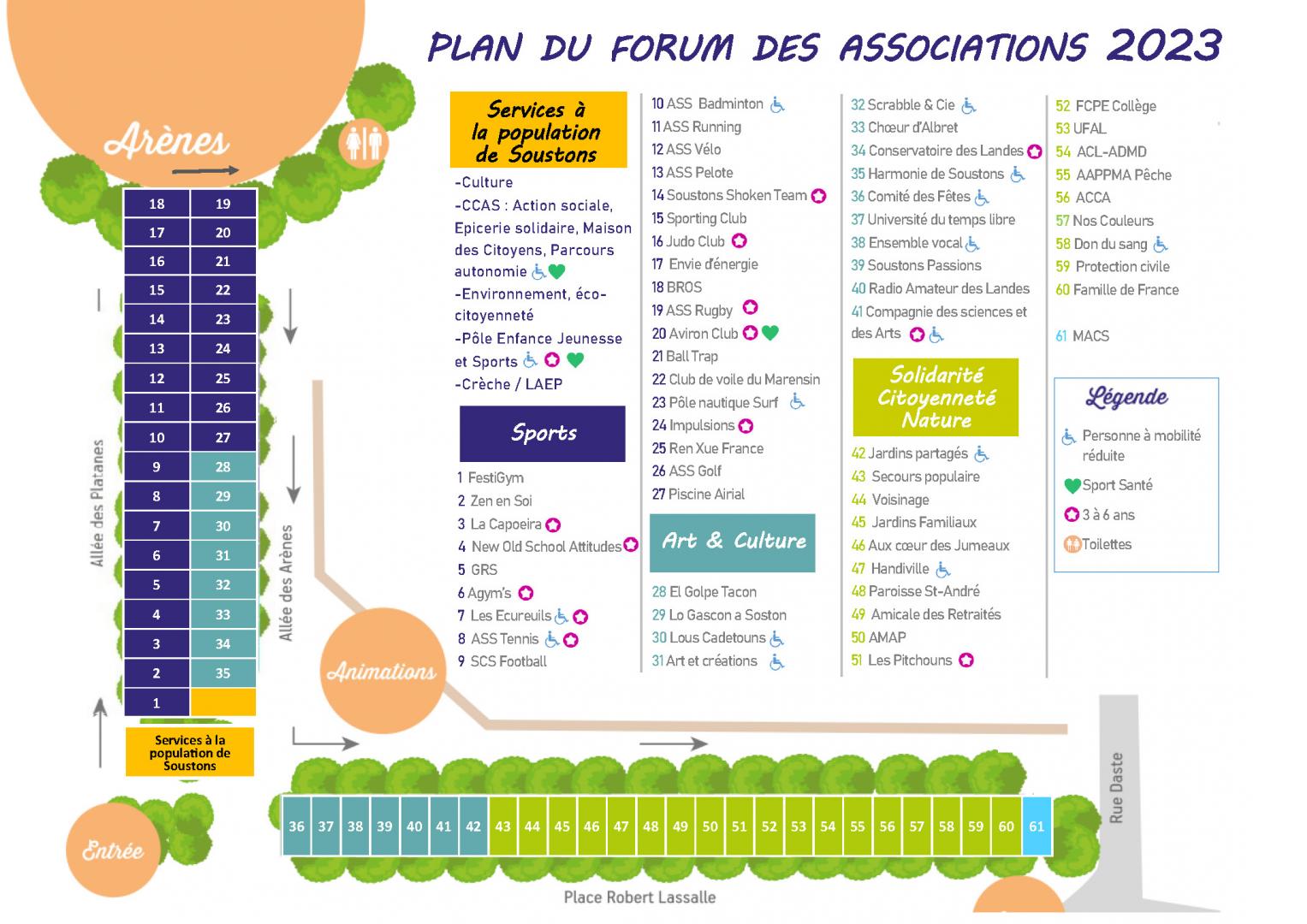 Forum associations Soustons - Samedi 9 septembre 2023 - Plan